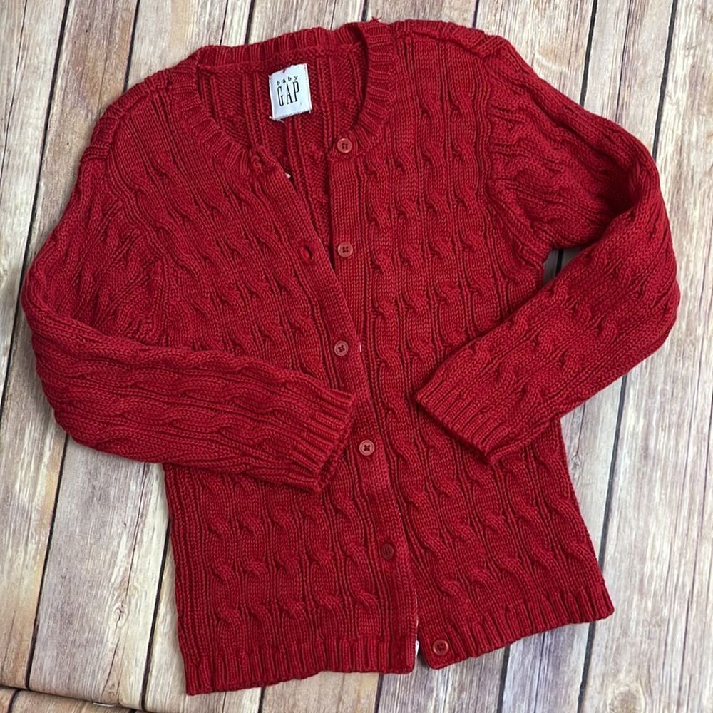 Cable knit sweater for girls - size 5/6 - red - Picture 4 of 5